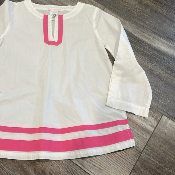 Janie and Jack Tunic Top White with Pink Ribbon size 4 - Picture 3 of 7